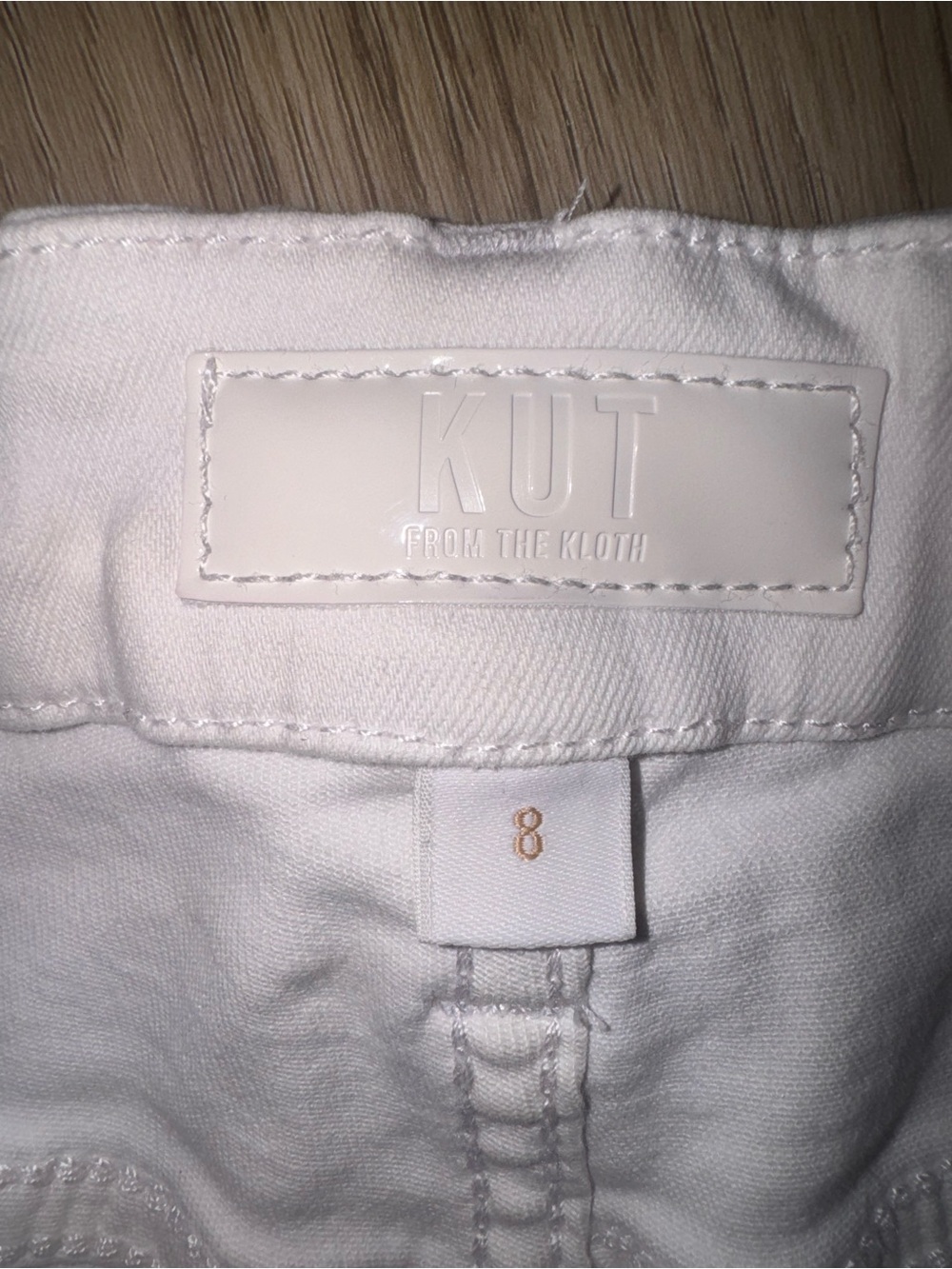 KUT From The Kloth Meg Fab Ab High Rise Wide Leg White Jeans Raw Hem Size 8 - Picture 3 of 7